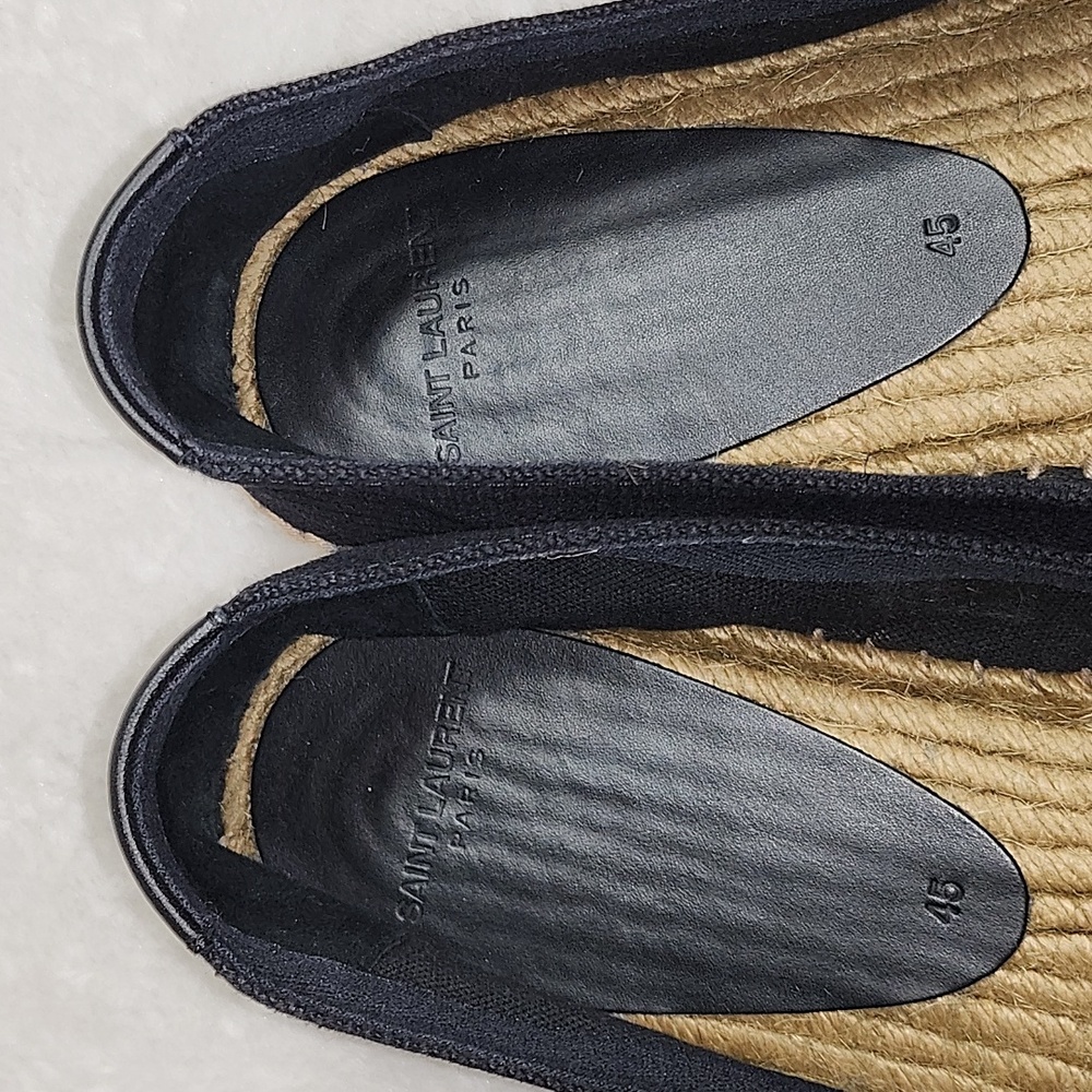 YSL Saint Laurent Mens Black Canvas Slip On Espadrille Size 45/ US 11 - Picture 8 of 14